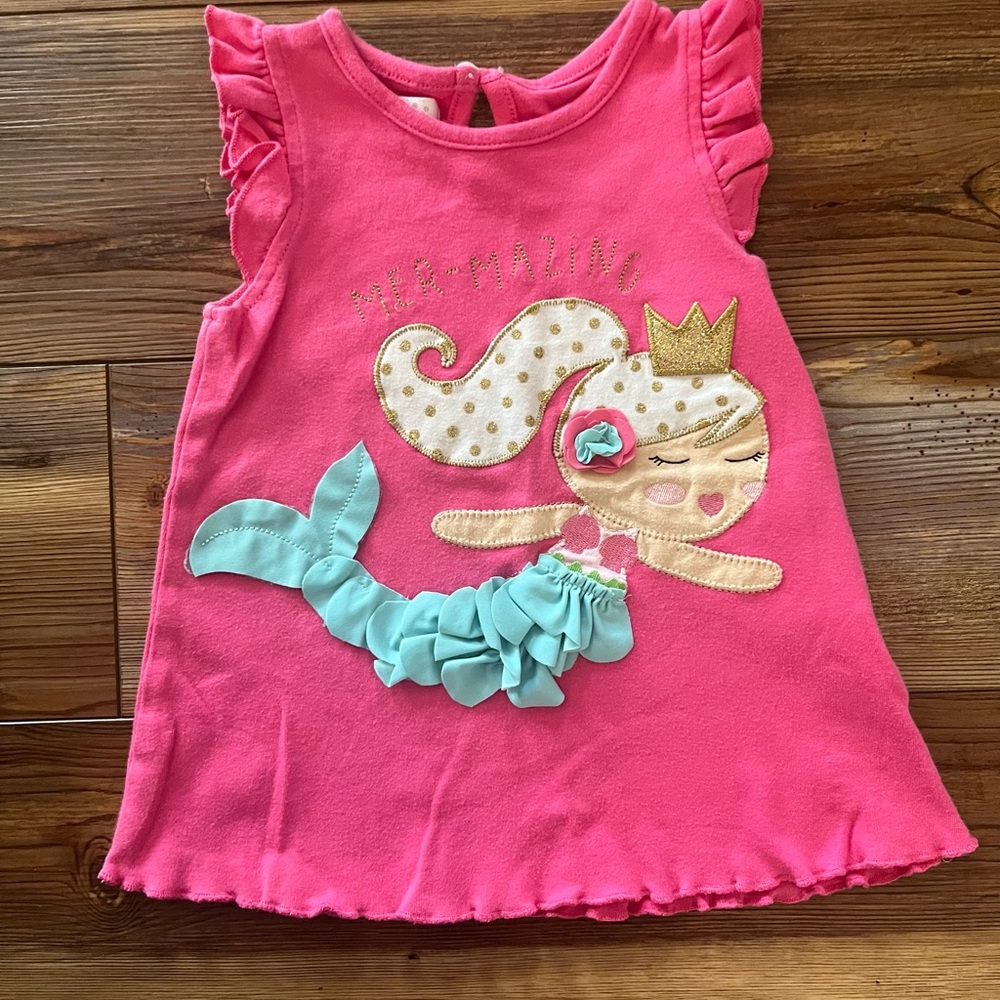 ⭐️Bundle 5 for $30 - Girls Pink Mermaid Ruffle Tank Top